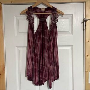 🔥Daytrip Burgundy Tie-Dye Lace Blouse